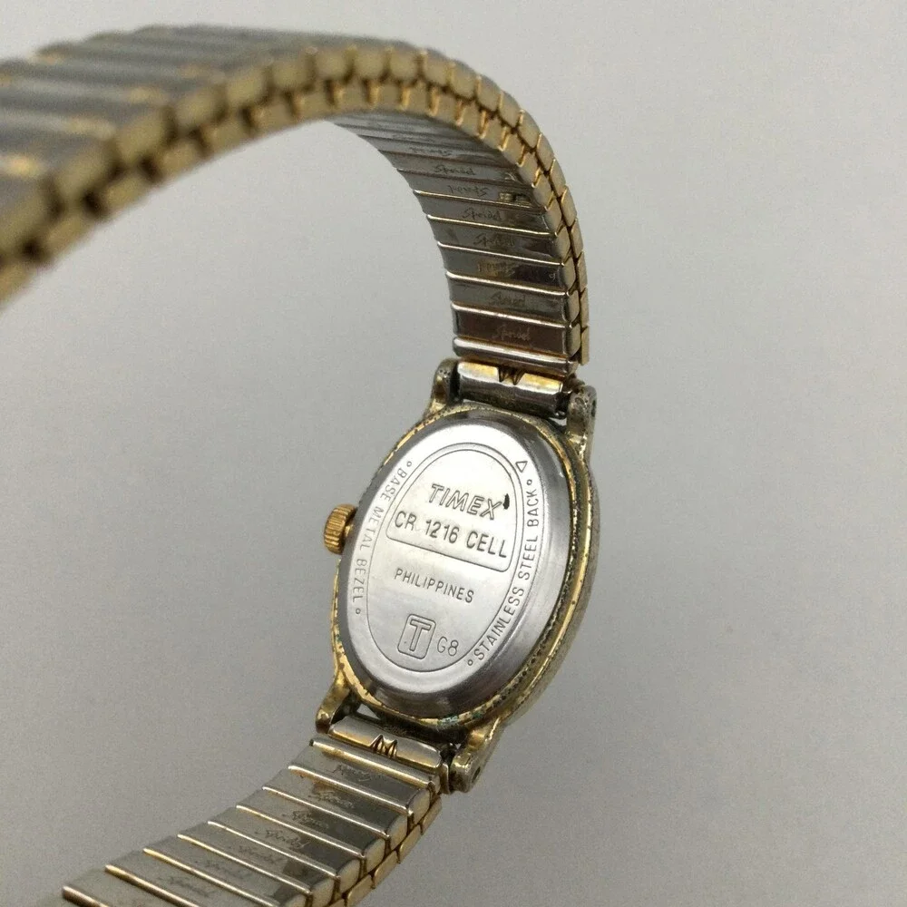 Timex Cavatina Womens Watch 17mm Two Tone Oval Dial Stretch New Battery